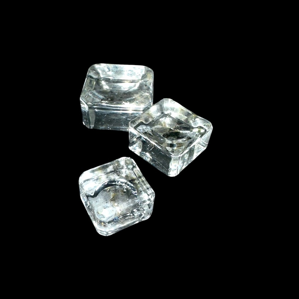 Clear Glass Square Sphere Holders Set of 3 (Small, Medium, Large)